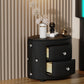 Elegant PU Nightstand with 2 Drawers and Crystal Handle,Fully Assembled Except Legs&Handles,Storage Bedside Table - Black