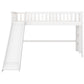 Twin Size Low Loft Bed with Ladder and Slide White