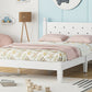 Twin Bed with Button-Decoration Headboard, with Bed Slats,White