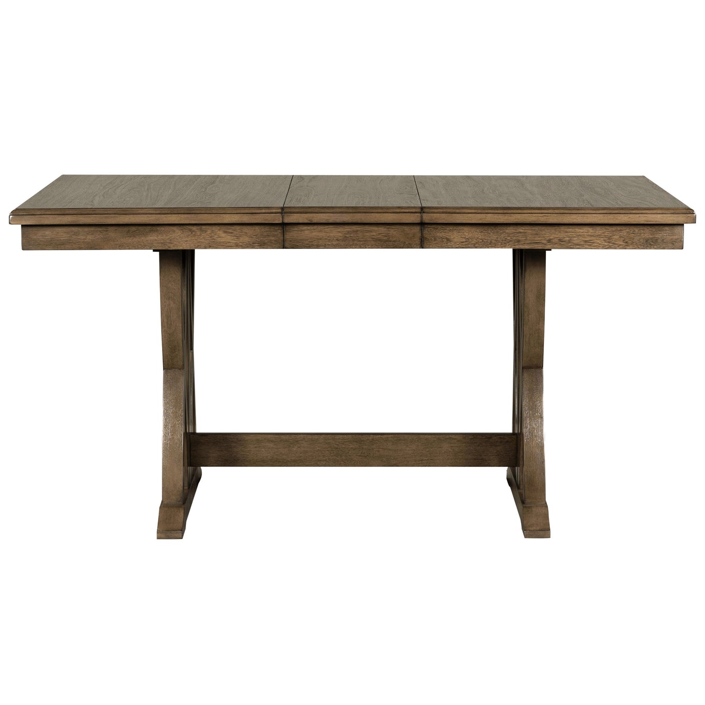 Juego de mesa de comedor expandible de 7 piezas de madera maciza TOPMAX de mediados de siglo con sillas con cojines suaves, marrón dorado y gris