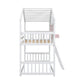 Twin over Twin House Bunk Bed with Roof , Window, Window Box, Door , with Safety Guardrails and Ladder, Pink/White