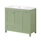 36" Bathroom Vanity with Sink, Double Door Cabinet, Large Drawer, and Flip Drawer, Green Finish