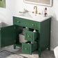 30" Bathroom Vanity with Sink Top, Solid Wood Cabinet with Door and Two Drawers, Green