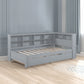 Wooden Twin Size DayBed with Twin Size Trundle, DayBed with Storage Shelf and USB Charging Ports,Grey