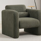 Modern Chair with Sheepskin Sherpa Fabric, Soft Cushion Armchair in Seaweed Green for Living Rooms