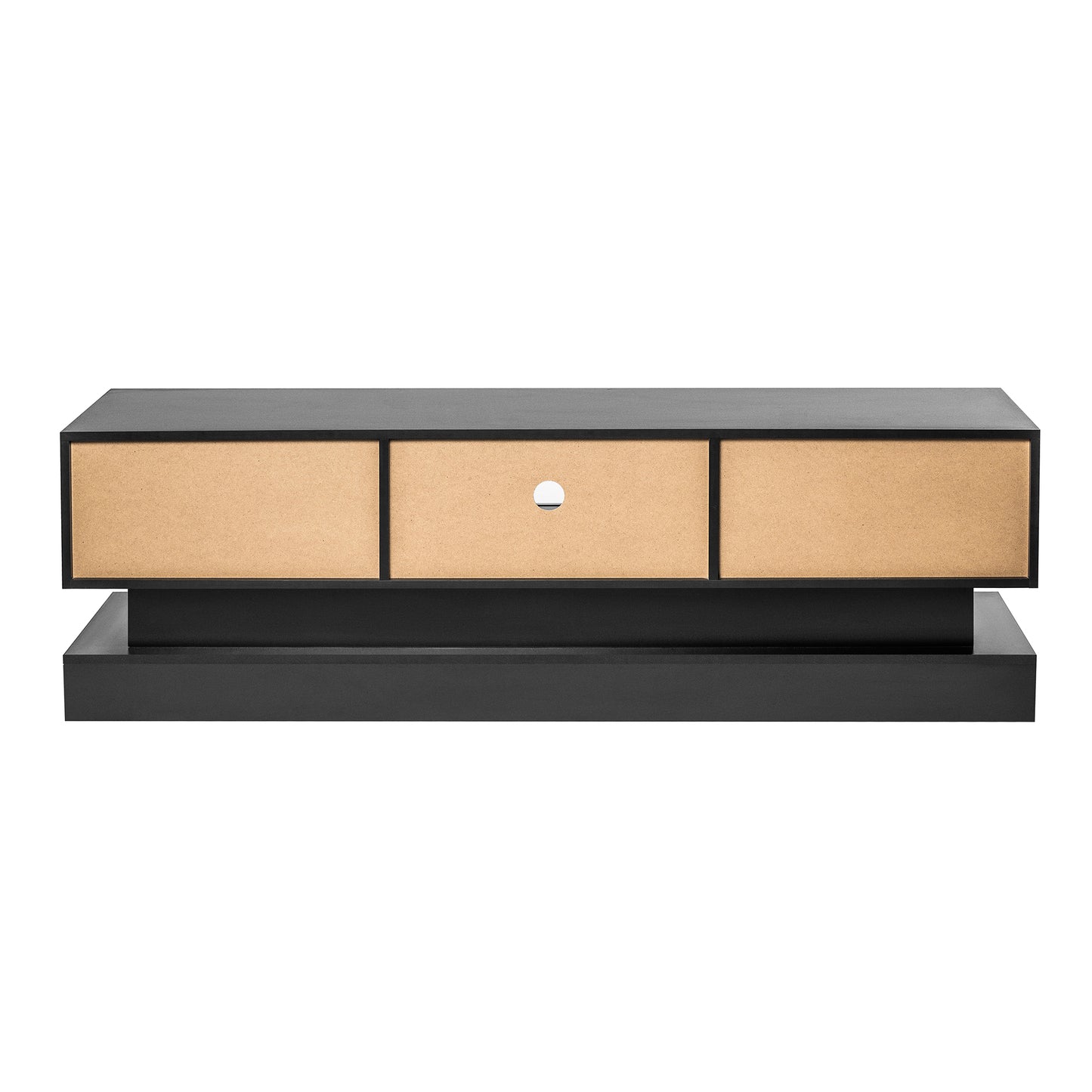 51.18inch Black morden TV Stand with LED Lights high glossy front TV Cabinet color:BLACK