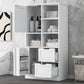 Bathroom storage cabinet with doors and drawers, multiple storage spaces, independent, open adjustable shelves, white