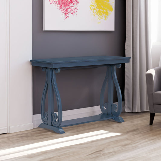 48-Inch Rustic Vintage Console Table, Farmhouse Style Entryway Table with Open Shelf, Navy Finish