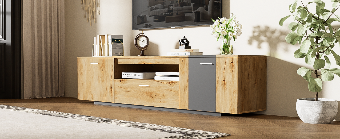 70-Inch Modern TV Stand with 3 Cabinets and Drawers, Entertainment Center for TVs Under 80 Inches