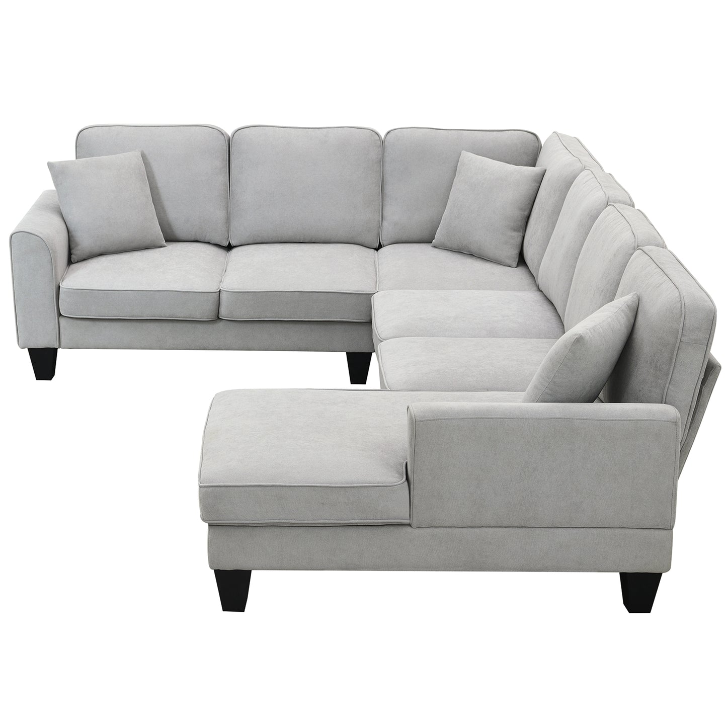 108*85.5" Modern U Shape Sectional Sofa 7 Seat Fabric Sectional Sofa Set