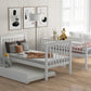 Twin over Twin Bunk Bed with Trundle and Storage  White