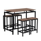 TREXM 5-piece compact bar table with table and stool - modern industrial design (dark brown)