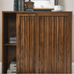 Medieval Side Panel with 2 Sliding Doors and Solid Wood Decorative Strips, Storage Cabinet Design