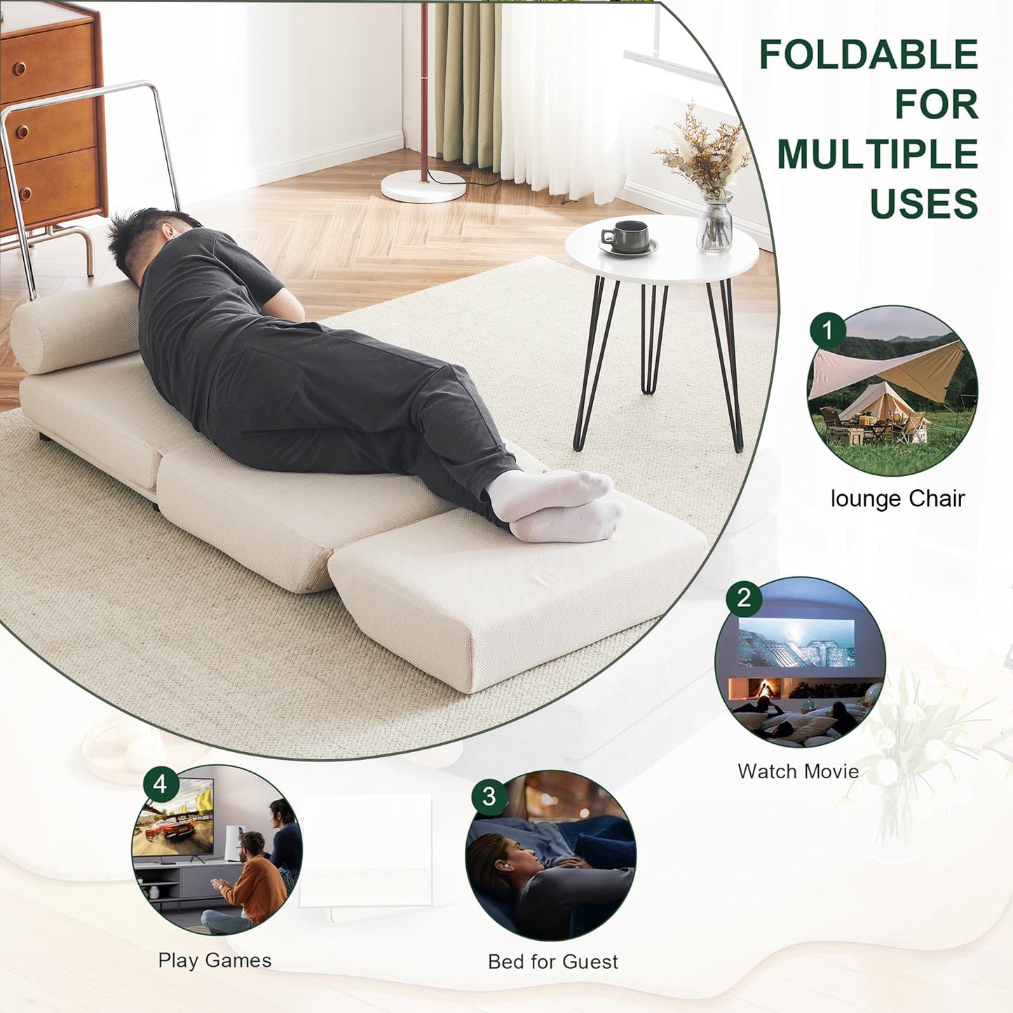 Single Sofa Chair Foldable Single Sofa Bed with Pillow,Portable Foldable Sofa Bed,Leisure Sofa Chair,Easy to Store