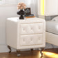 Elegant PU bedside table with 2 drawers and crystal handles, storage with metal legs - white