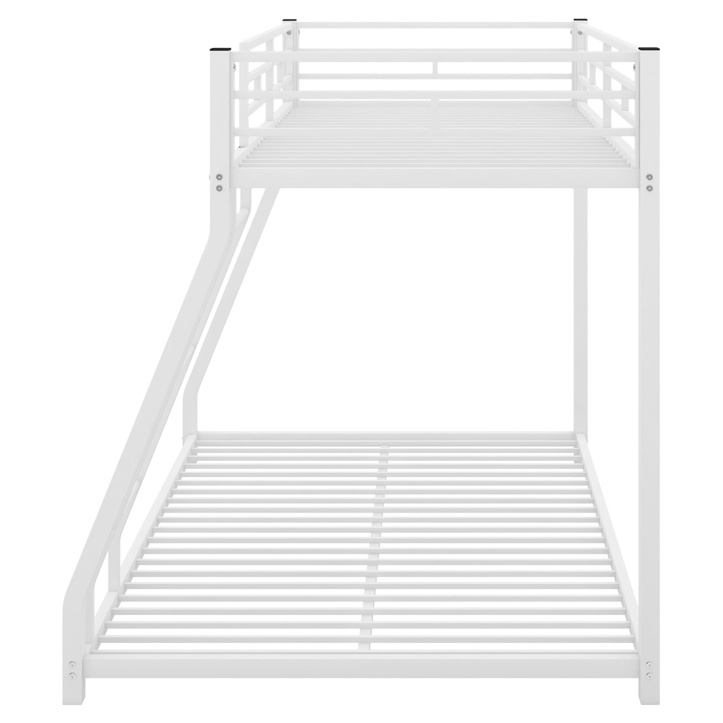 Metal Floor Bunk Bed  Twin over Full White