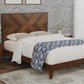 Mid-Century Modern Platform Bed Wood Slat Support with No Box Spring Needed,Queen, Walnut