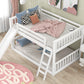 Full over Full Bunk Bed with Convertible Slide and Ladder  White