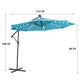 10 FT Solar LED Patio Outdoor Umbrella Hanging Cantilever Umbrella Offset Umbrella Easy Open Adustment with 32 LED Lights