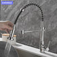 All copper rotatable cold and hot water dual mode sink, kitchen spring faucet