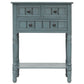 TREXM Narrow Console Table, Slim Sofa Table with 3 Storage Drawers and Bottom Shelf, Navy Finish