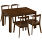 TOPMAX 65" 5-Piece Dining Set with Wheels, Expandable Table, and Small Dining Chairs, Brown Finish