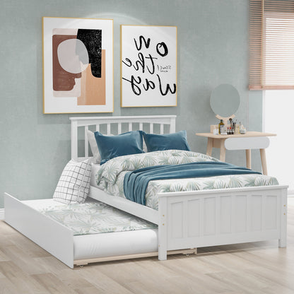 Twin size Platform Bed with Trundle White