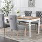 High-end Tufted Solid Wood Contemporary Flax Upholstered Linen Dining Chair with Wood Legs Nailhead Trim 2-Pcs Set Gray