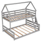 Twin over Full House Bunk Bed with Built-in Ladder Gray