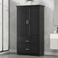 Tall Bathroom Storage Cabinet with Two Doors and Drawers, Adjustable Shelf, MDF Board, Black Finish