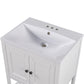 White Modern Sleek Bathroom Vanity Elegant Ceramic Sink with Solid Wood Frame Open Style Shelf