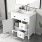 30" Bathroom Vanity with Sink Top, Solid Wood Cabinet with Door and Two Drawers, White