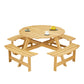 Outdoor picnic table for 8 people, circular picnic table for 8 people, with 4 embedded bench tables and bench sets