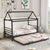 Twin Size Metal House Shape Platform Bed with Trundle Black