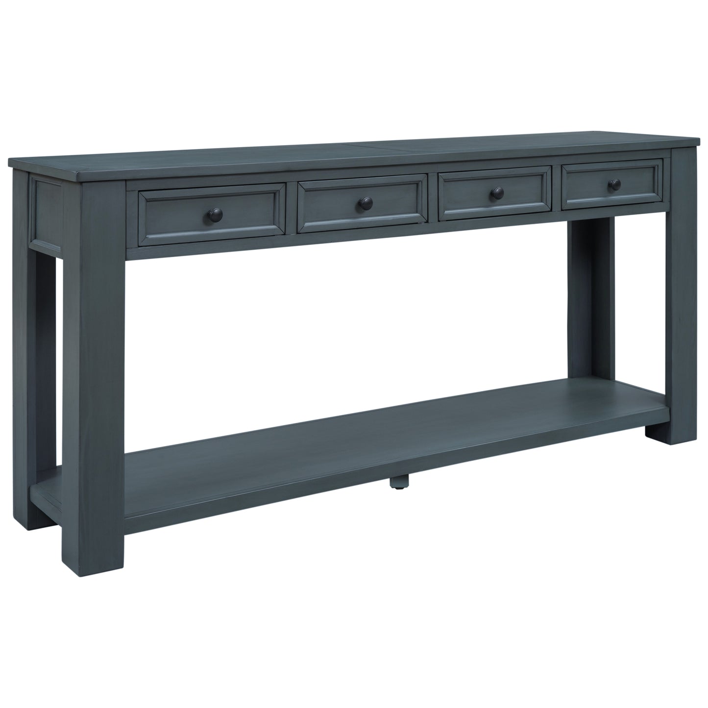 TREXM Console Table with Storage Drawers and Bottom Shelf, Navy Finish for Entryways and Hallways