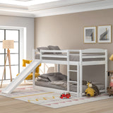 Twin over Twin Bunk Bed with Convertible Slide and Ladder   White