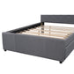 Linen Upholstered Platform Bed With Headboard and Two Drawers Full