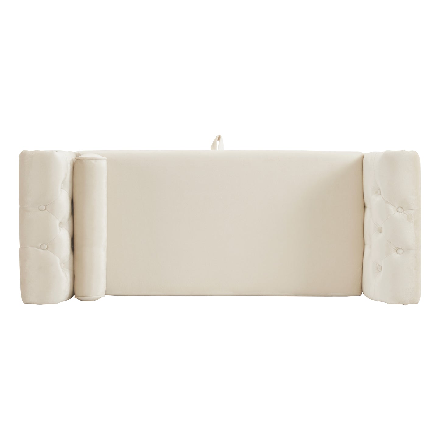 Banco otomano multifuncional de terciopelo con 1 almohada, elegante y práctico para salas de estar, color beige