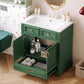 30" Uncovered Bathroom Vanity with Soft-Closed Door, Solid Wood Frame Storage Cabinet, Green Finish