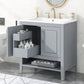 Bathroom Vanity with Sink, Multi-functional Bathroom Cabinet with Doors and Drawers, Solid Frame and MDF Board, Grey