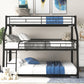 Twin XL/Full XL/Queen Triple Bunk Bed with Long and Short Ladder and Full-Length Guardrails Black