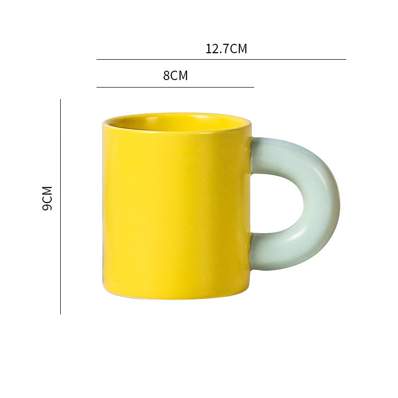 Thick Handle Ceramic Cup High-Value Mug Creative Ins Nordic Coffee Cup Breakfast Cup Couple Water Cup