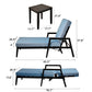 3-Piece Outdoor Aluminum Patio Furniture Chaise Lounge Set with 2 Chaises and 1 End Table