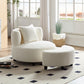 Modern Teddy Fabric Sofa Chair with Ottoman Footrest, Comfortable Seating for Living Room, Bedroom, and Office, Beige