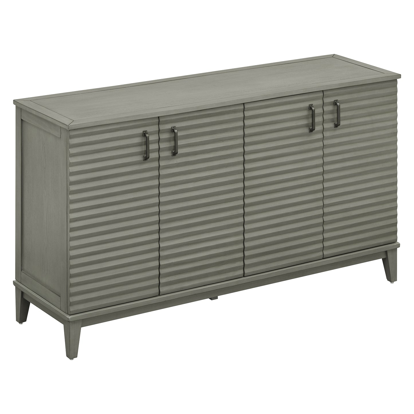 TREXM Side Panel Buffet with 4 Doors, Large Storage Cabinet with Adjustable Shelves and Metal Handles, Antique Gray