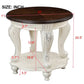 22 inch dual tone round head table, solid wood sofa side table with shelf, white and cherry tabletop