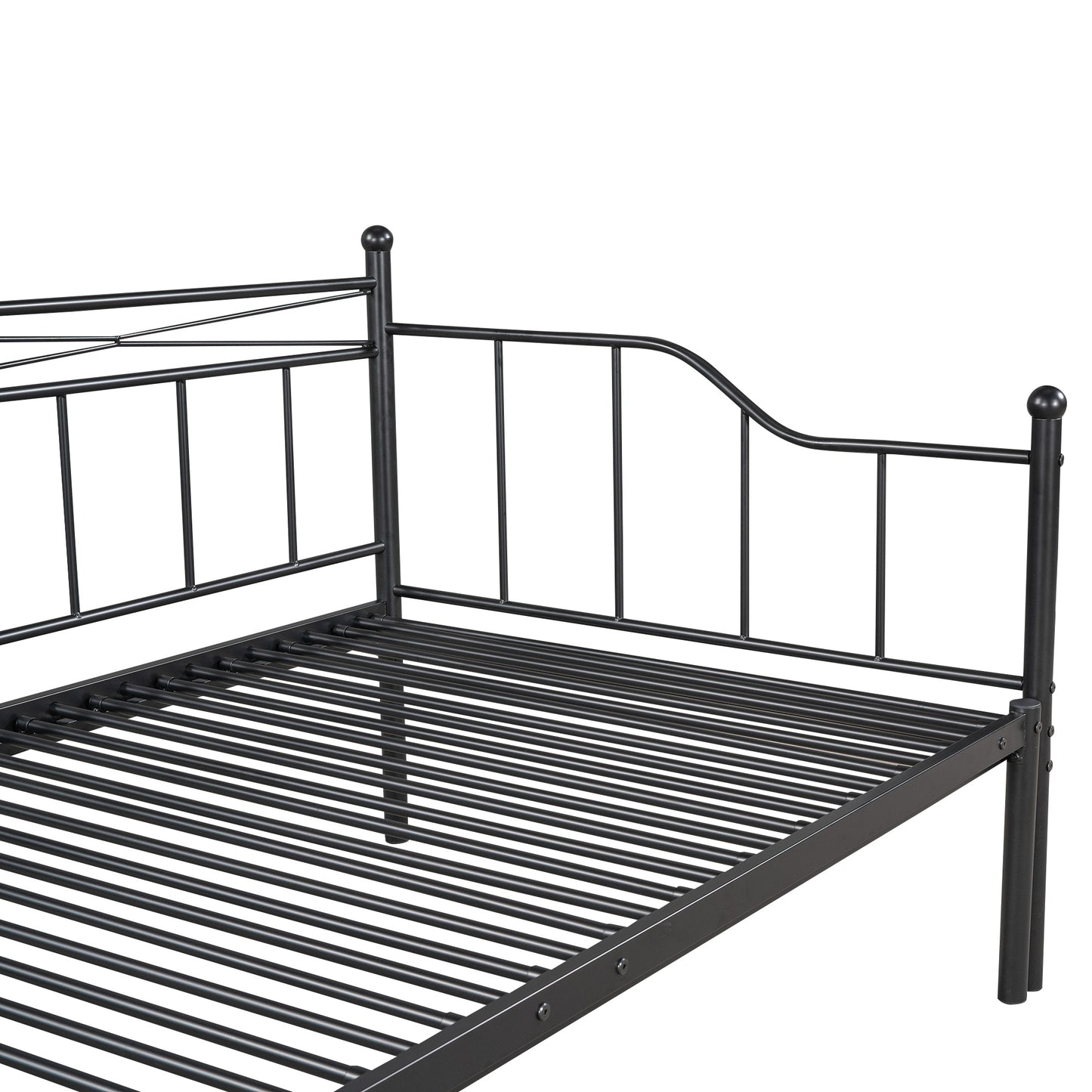 Twin Size Metal Daybed with Trundle Daybed with Slat No Box required Black