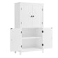 Bathroom floor storage cabinet, bathroom storage unit, 4-door independent cabinet, adjustable shelf, adaptive shelf, white