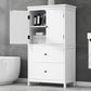 Bathroom Storage Cabinet, Cabinet with Two Doors and Drawers, Adjustable Shelf, MDF Board, White