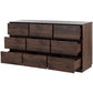 Mid-Century Modern 9-Drawer Dresser, Dark Brown Finish for Stylish Bedrooms